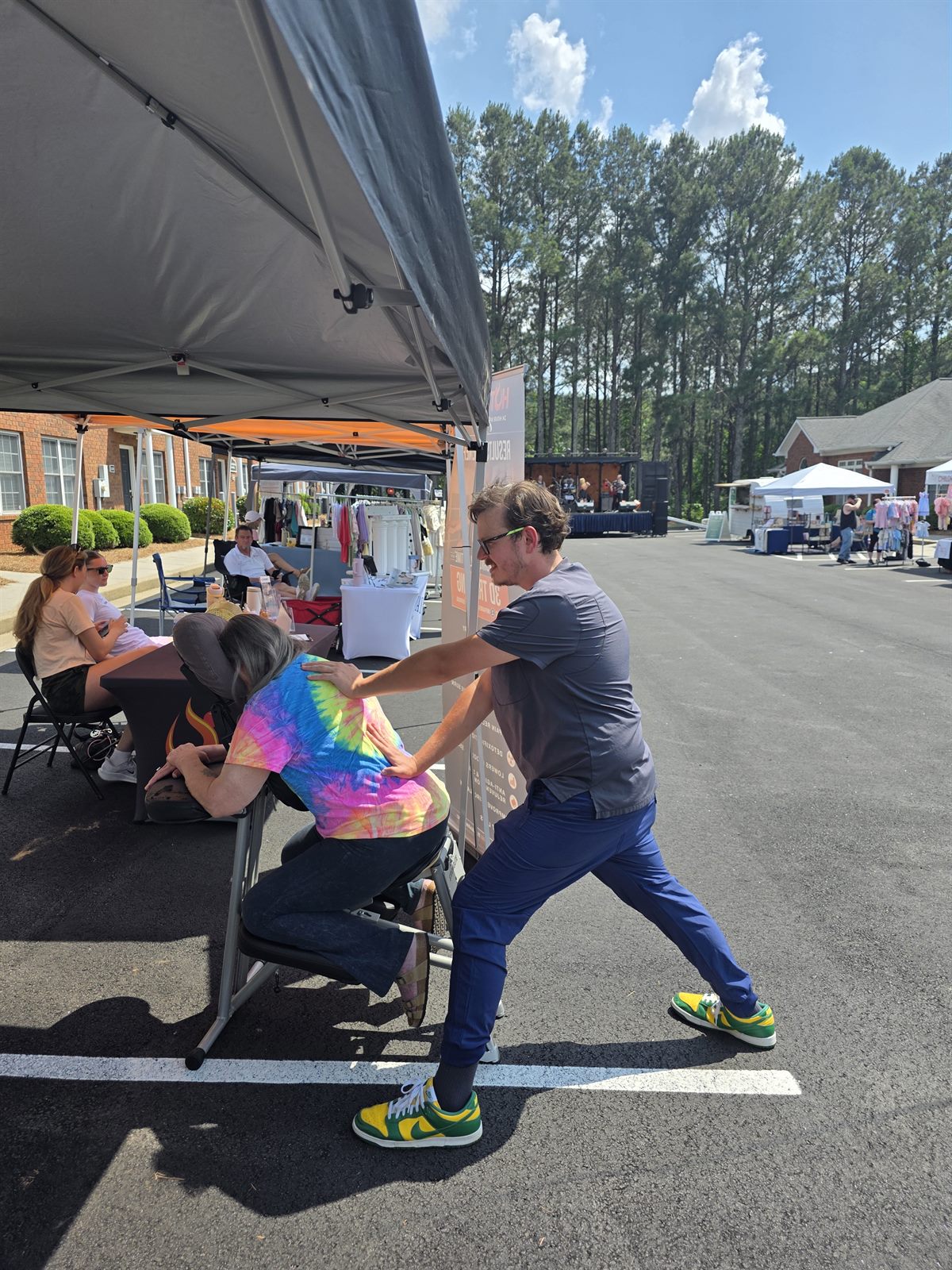 Chair massage at the Rock the Block Party